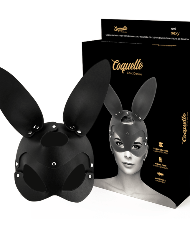 coquette chic desire maschera vegana in pelle con orecchie di coniglio