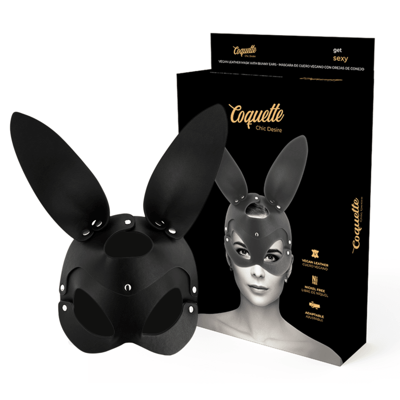 coquette chic desire maschera vegana in pelle con orecchie di coniglio