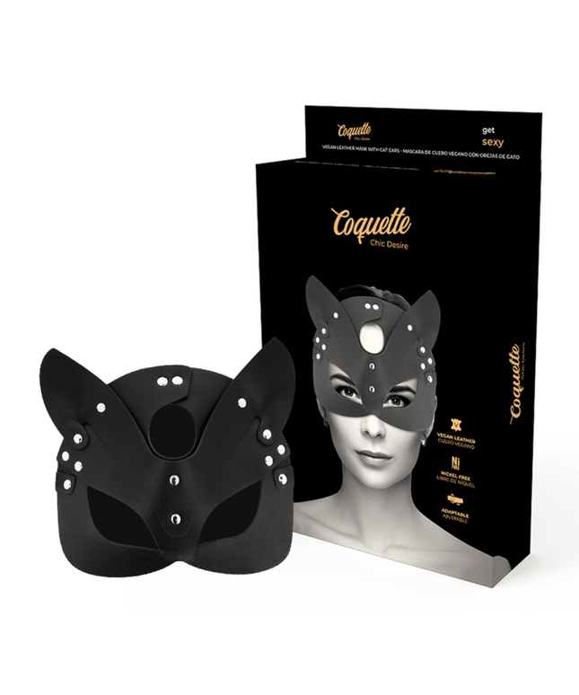 coquette chic desire maschera vegana in pelle con orecchie di gatto