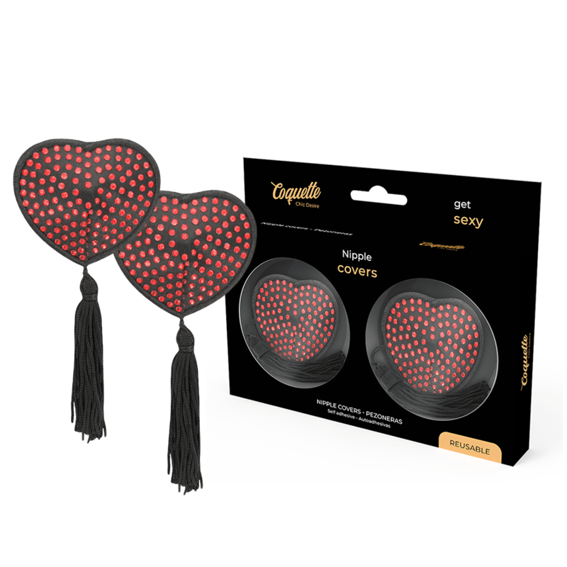 coquette chic desire copri capezzoli cuore nero rosso