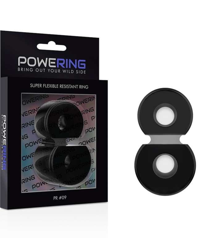 powering anello per doppio pene super flessibile e resistente pr09 nero