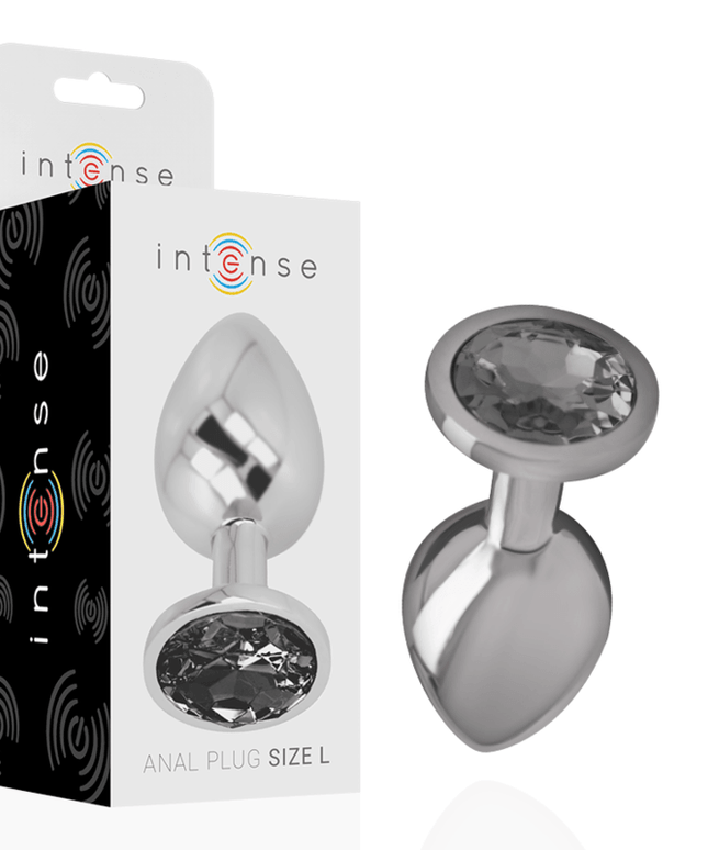 intense plug anale in metallo alluminio con vetro nero taglia l
