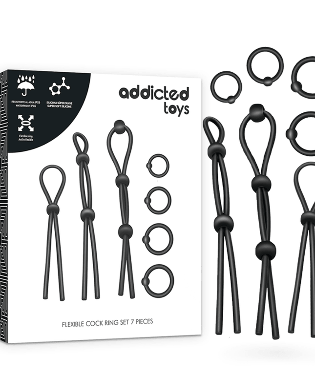 addicted toys set di anelli per il cazzo flessibili in silicone 7 pezzi