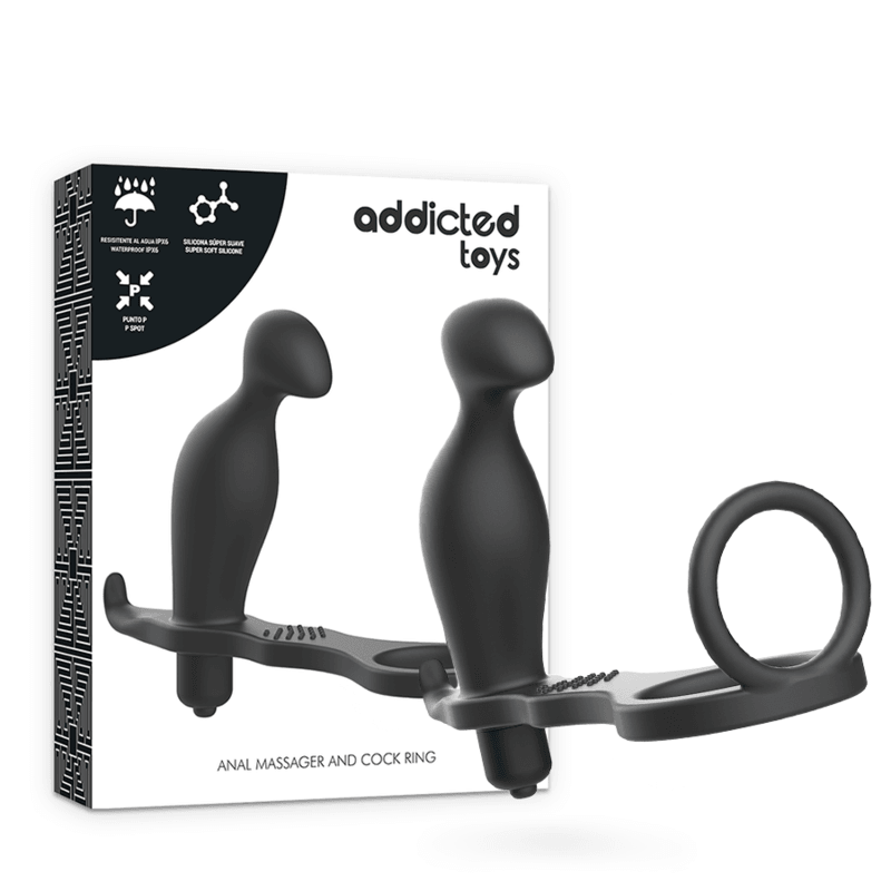 addicted toys plug anale con anello in silicone nero 12 cm