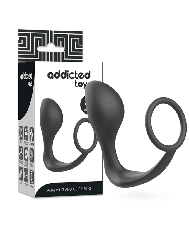 addicted toys plug anale con anello in silicone nero