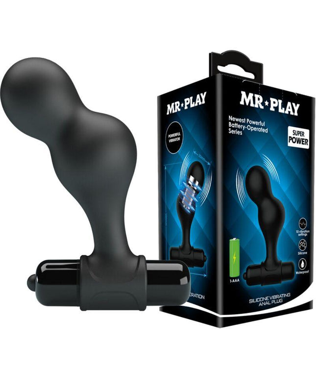 mr play plug anale vibratore in silicone nero
