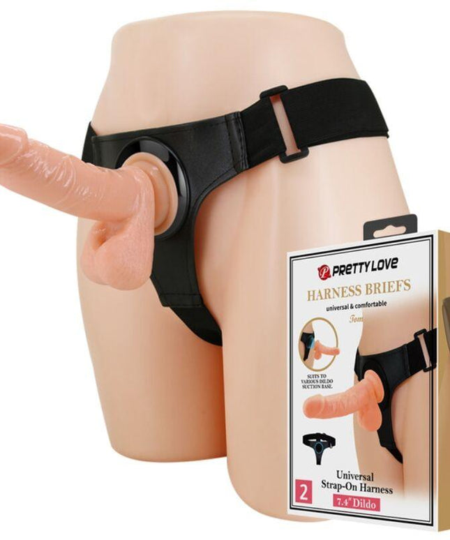 pretty love imbragatura slip universale con dildo tom 20 cm naturale