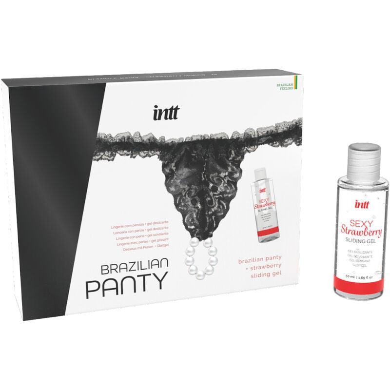 intt releases slip nero brasiliano con perle e gel lubrificante 50 ml