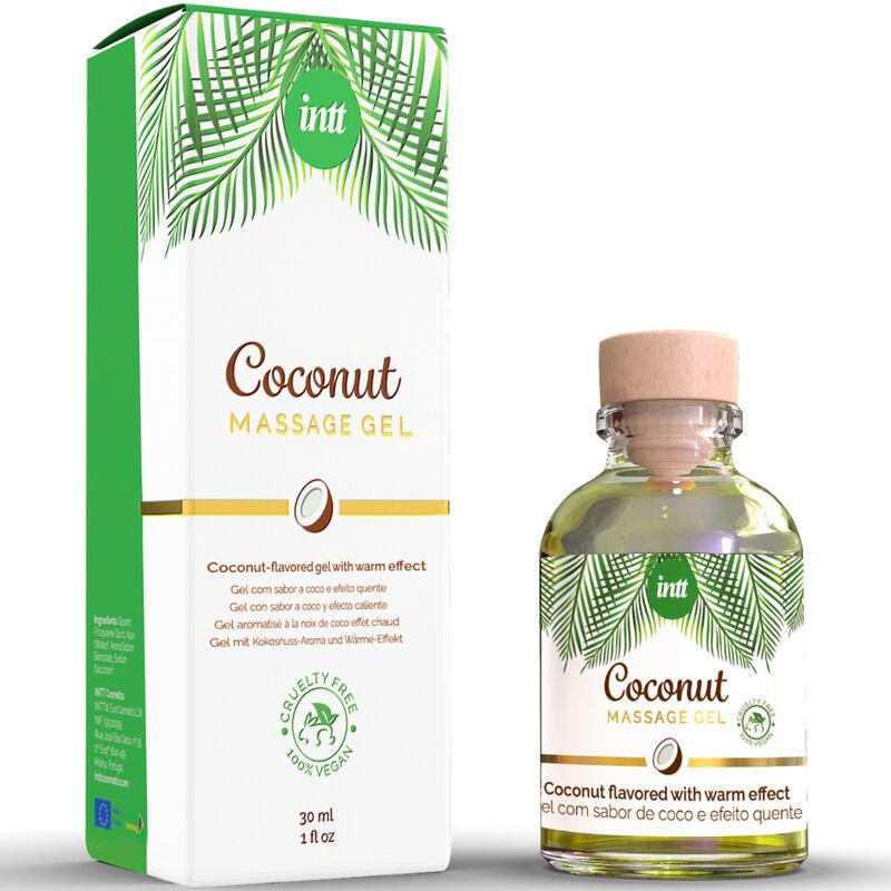 intt gel da massaggio vegano al gusto di cocco ed effetto riscaldante