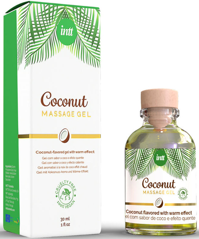 INTT - GEL DA MASSAGGIO VEGANO AL GUSTO DI COCCO ED EFFETTO RISCALDANTE
