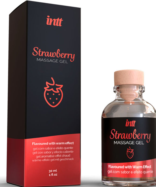 INTT MASSAGE & ORAL SEX - GEL DA MASSAGGIO AL GUSTO DI FRAGOLA EFFETTO CALDO