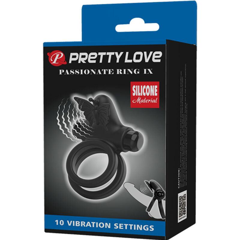 pretty love doppio anello vibrante con stimolatore nero