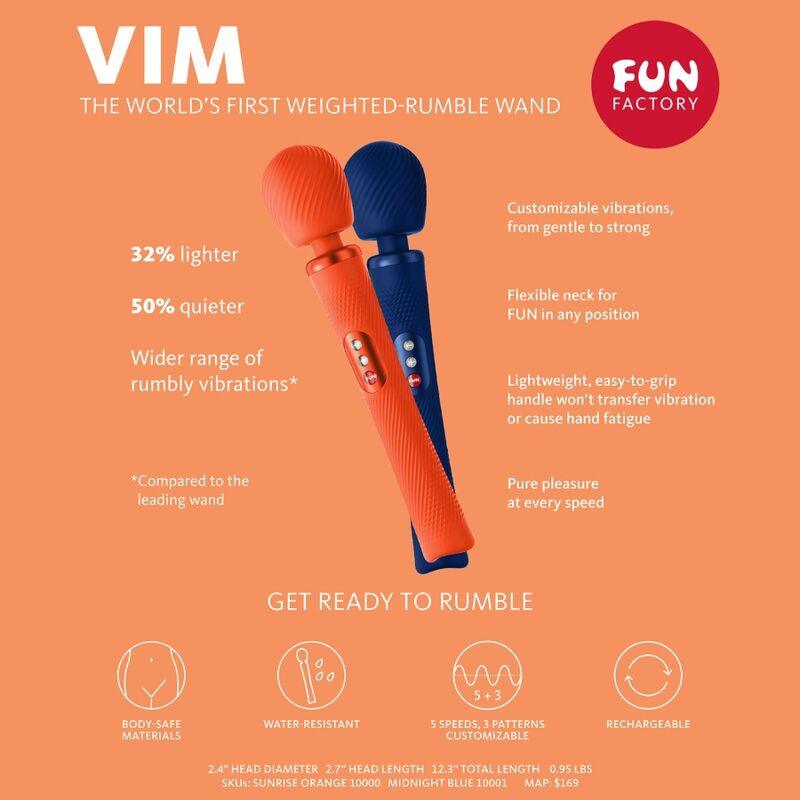 fun factory bacchetta rumble pesata vibrante ricaricabile in silicone vim blu notte