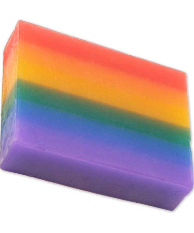 PRIDE - SAPONE LUCENTE PROFUMATO FRUTTATO CON PORTASAPONE IN CERAMICA BIANCA