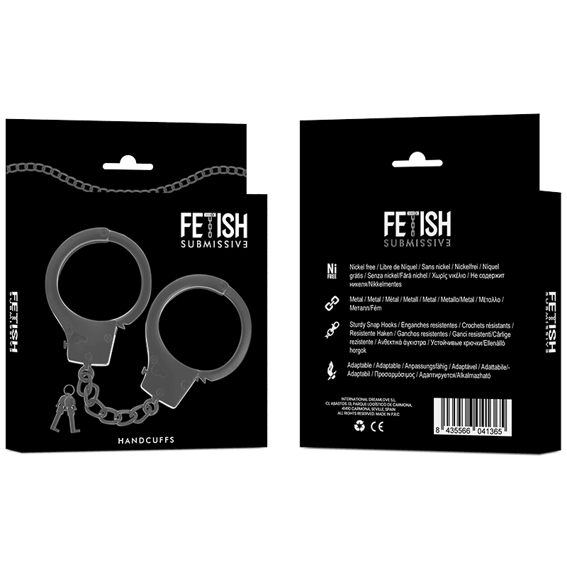 fetish submissive manette in metallo per mani nere con chiave teschio