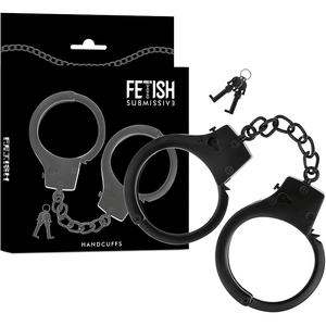 fetish submissive manette in metallo per mani nere con chiave teschio