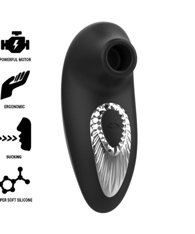 BLACK&SILVER - DRAKE DELUXE SUCKING VIBE RICARICABILE IN SILICONE NERO