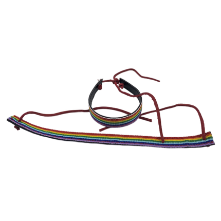 PRIDE - BRACCIALE IN PELLE NERA CON BANDIERA LGBT