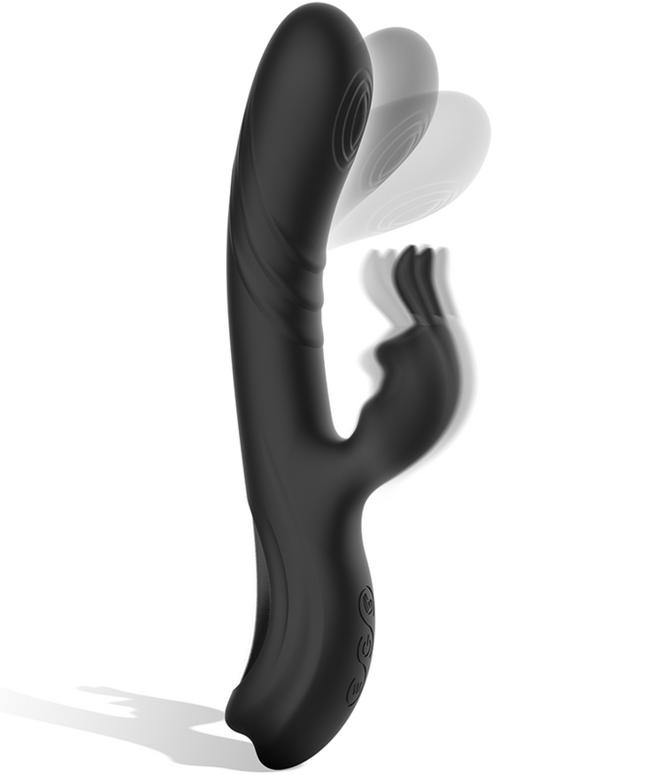 BLACK&SILVER - STIMOLATORE CONIGLIO IN SILICONE RICARICABILE JAMIE NERO