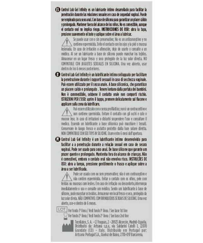 control lubrificante a base silicone infinity 75 ml