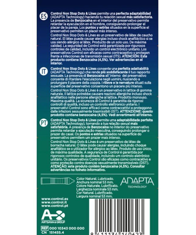 CONTROL - NONSTOP DOTS AND LINES CONDOMS 12 UNITS - Only Vibes