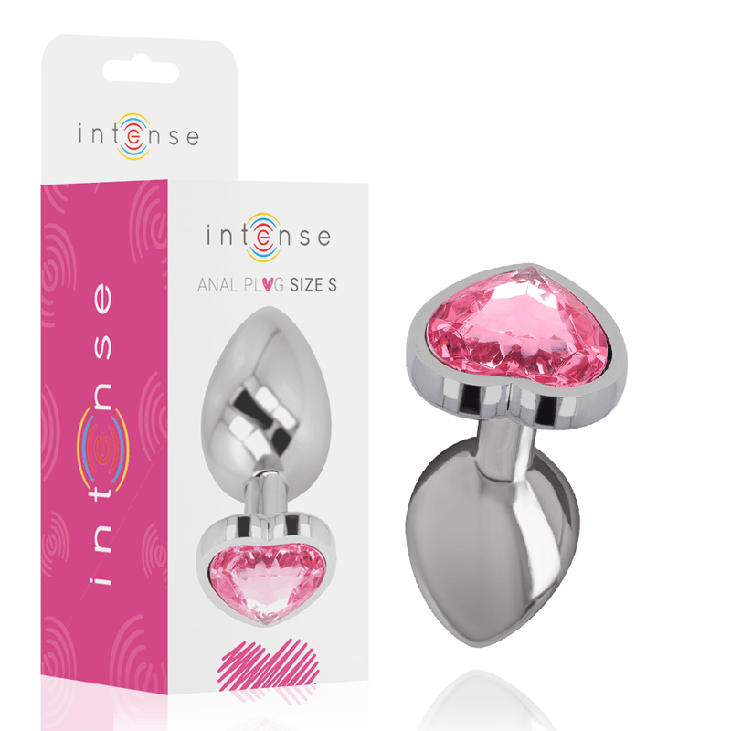 intense plug anale in metallo alluminio cuore rosa taglia s