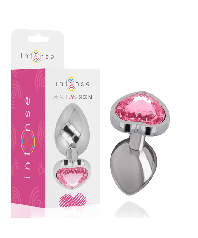 intense plug anale in metallo alluminio cuore rosa taglia m