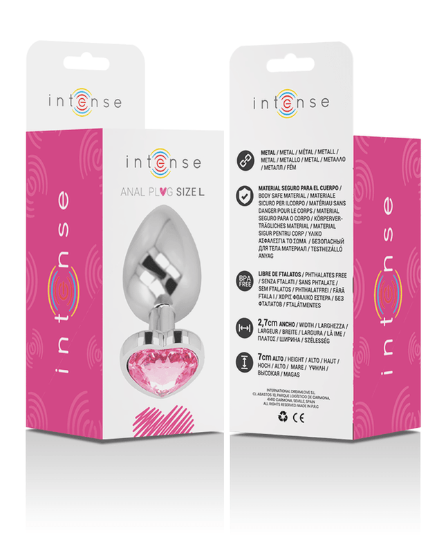intense plug anale in metallo alluminio cuore rosa taglia l
