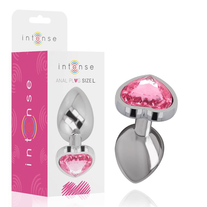 intense plug anale in metallo alluminio cuore rosa taglia l