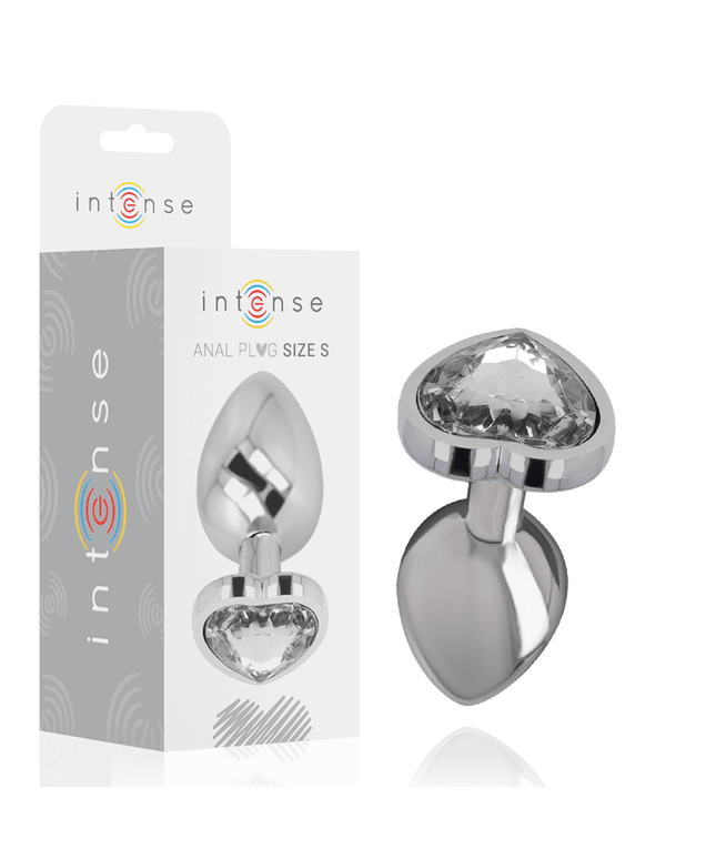 intense plug anale in metallo alluminio con cuore bianco taglia s