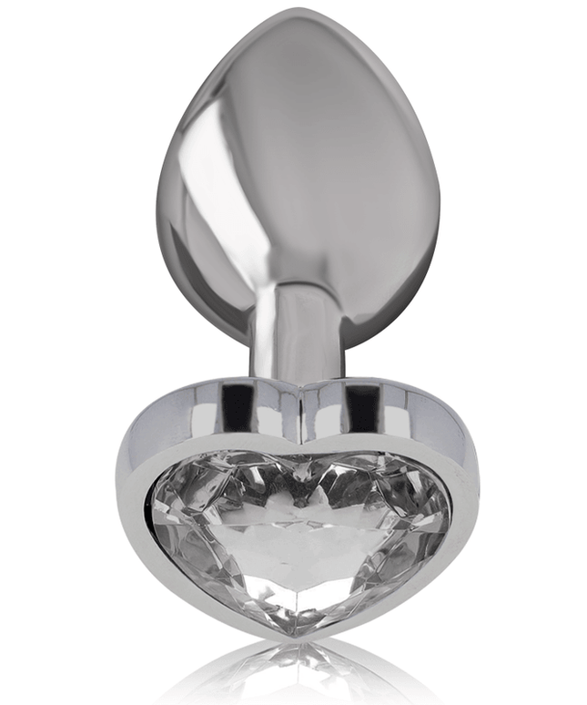 intense plug anale in metallo alluminio con cuore bianco taglia s