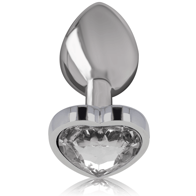 intense plug anale in metallo alluminio con cuore bianco taglia s