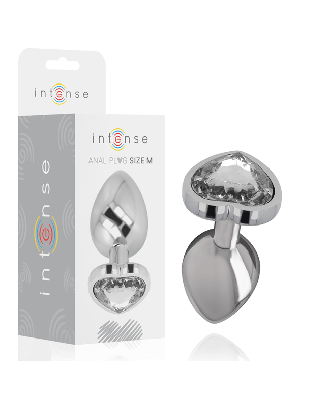 intense plug anale in metallo alluminio cuore bianco taglia m