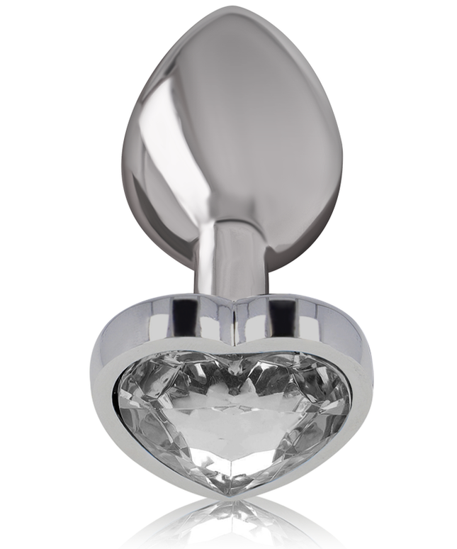 INTENSE - PLUG ANALE METALLO ALLUMINIO BIANCO CUORE TAGLIA L