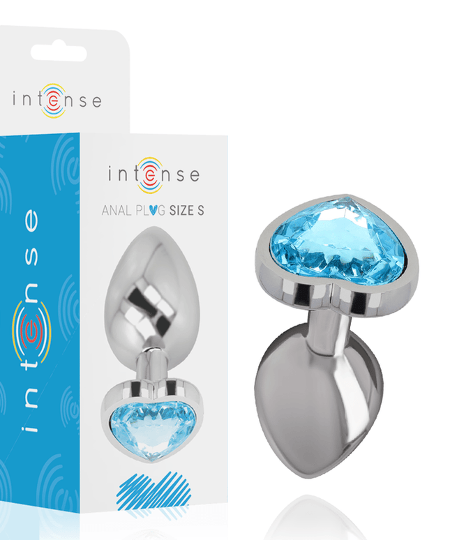 intense plug anale in metallo alluminio cuore blu taglia s