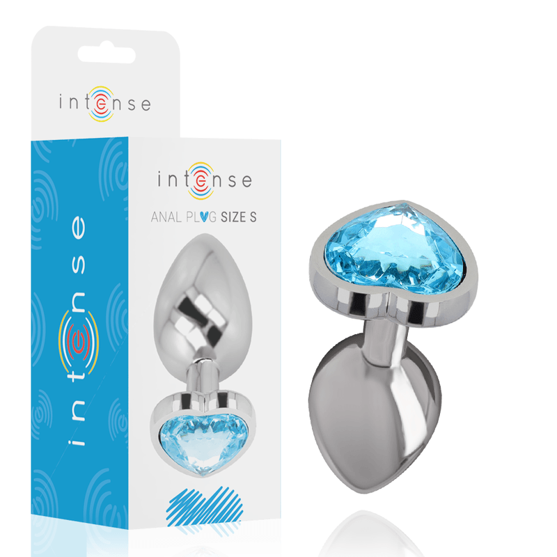 intense plug anale in metallo alluminio cuore blu taglia s