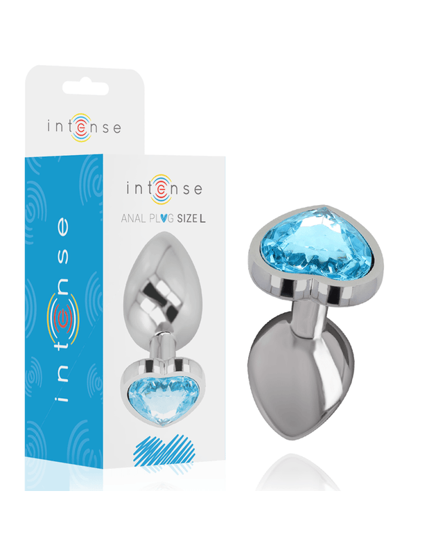intense plug anale in metallo alluminio cuore blu taglia l