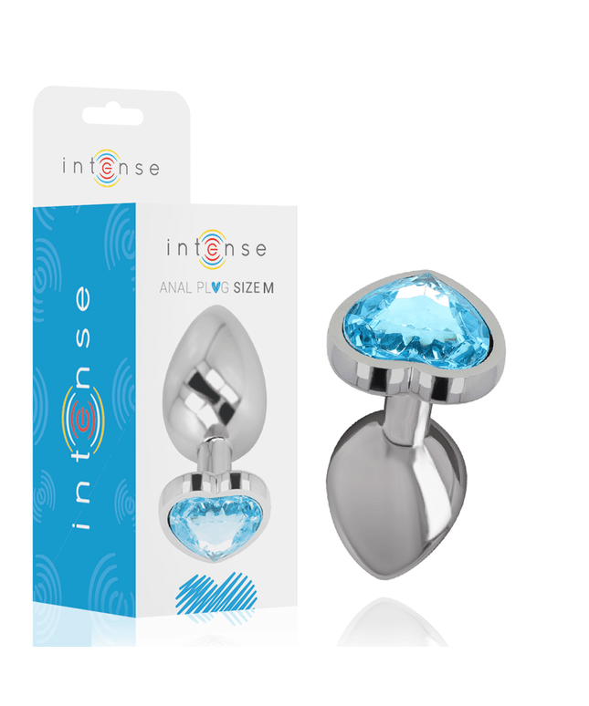 intense plug anale in metallo alluminio cuore blu taglia m