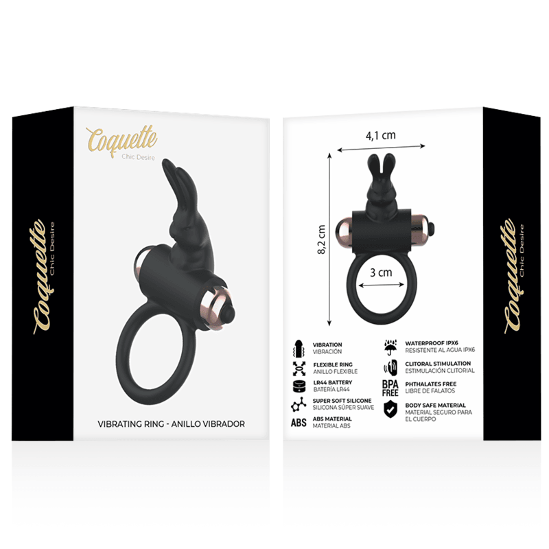 coquette toys anello da cazzo con vibratore nero oro