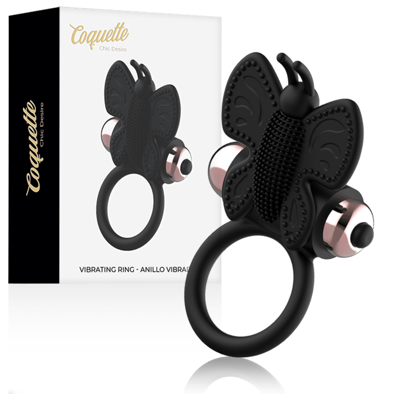 coquette toys anello cazzo farfalla con vibratore nero oro