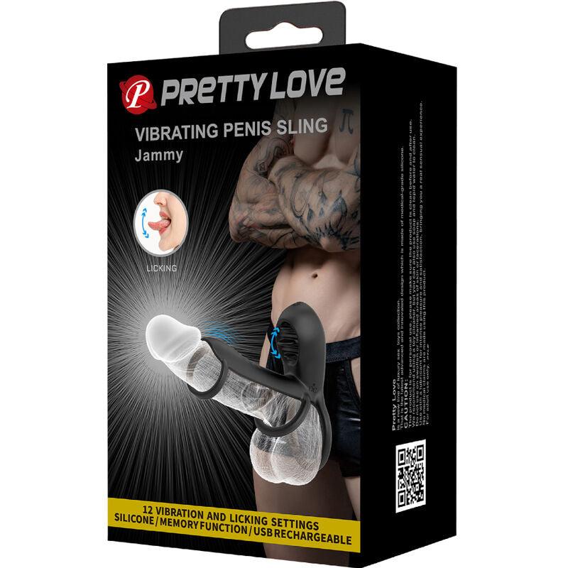 pretty love guaina per pene jammy 12 vibrazioni con lingua in silicone ricaricabile