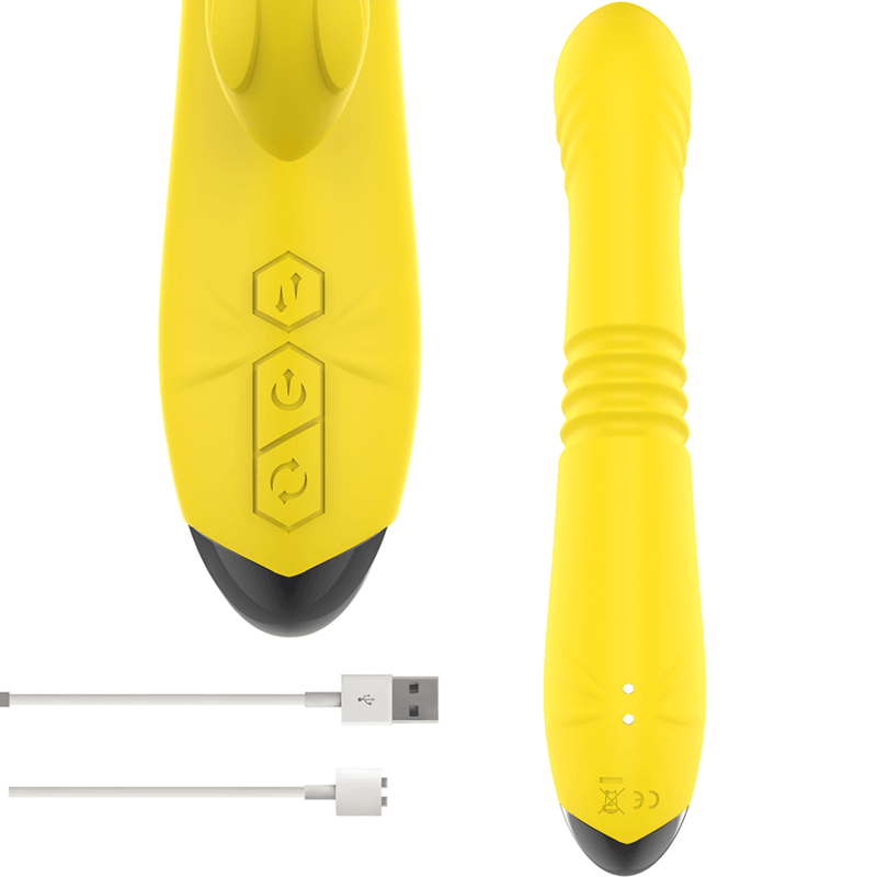 intense vibratore multifunzione toky up down con stimolatore clitorale giallo