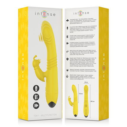 intense vibratore multifunzione toky up down con stimolatore clitorale giallo