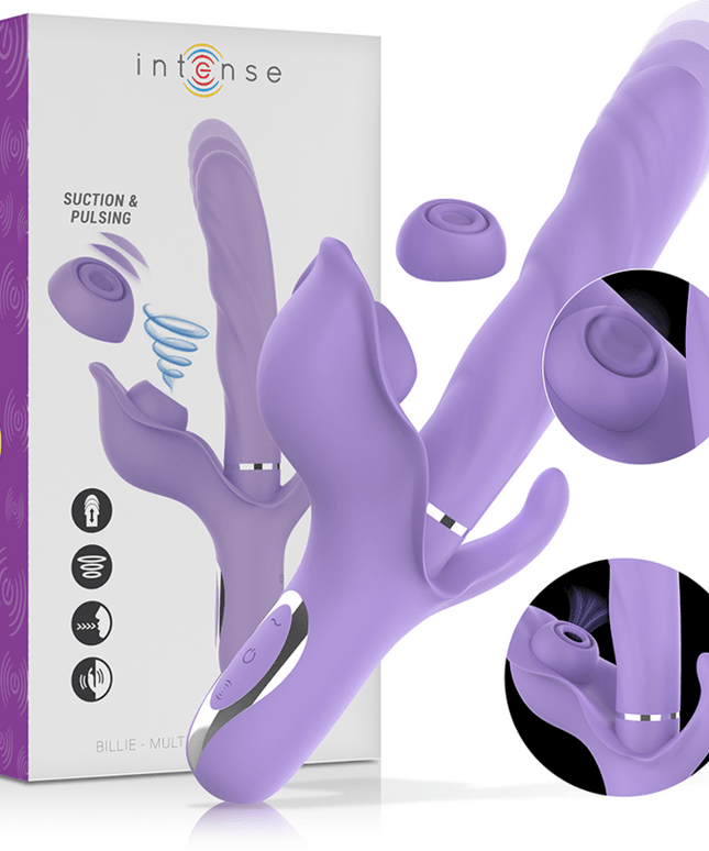 intense vibratore multifunzione ricaricabile billie aspirante e pulsante viola