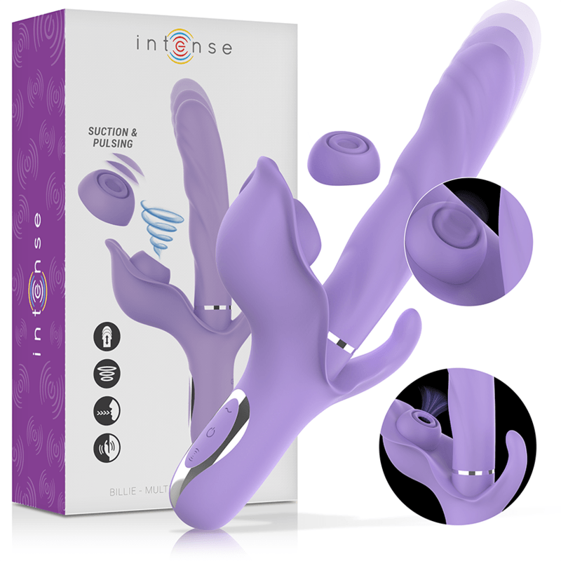 intense vibratore multifunzione ricaricabile billie aspirante e pulsante viola