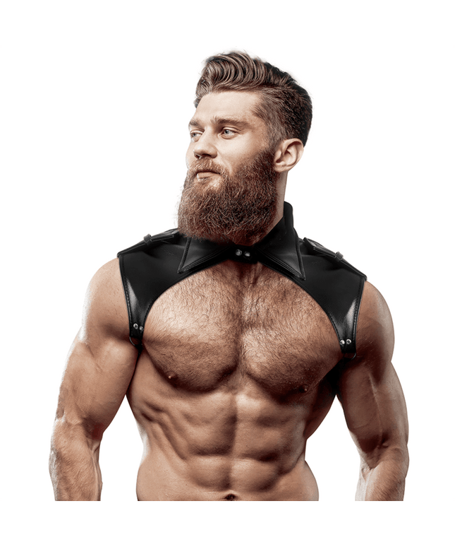 fetish submissive attitude imbragatura da collo in ecopelle regolabile brigade da uomo