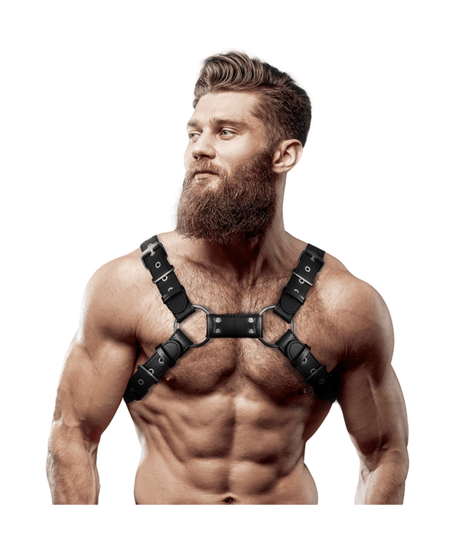 fetish submissive attitude pettorina per bulldog da uomo regolabile in ecopelle