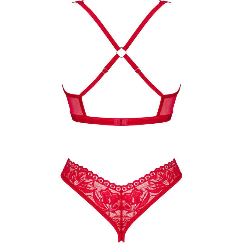 obsessive set lacelove due pezzi cupless rosso xs s