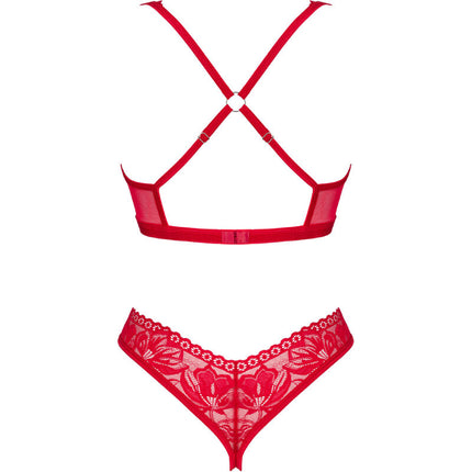 OBSESSIVE - SET LACELOVE DUE PEZZI CUPLESS ROSSO XS/S
