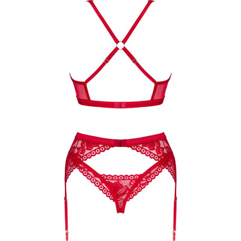 obsessive set lacelove tre pezzi rosso xs s